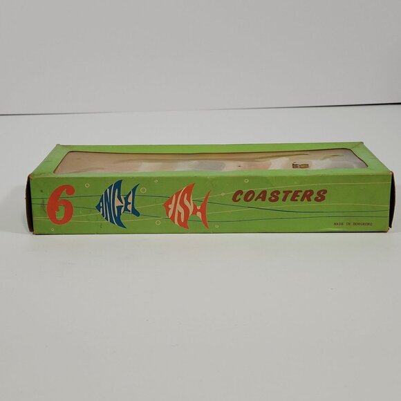 Vintage Florida Angel Fish Coaster Mid Century Set Of Six In Original Box - Picture 5 of 7